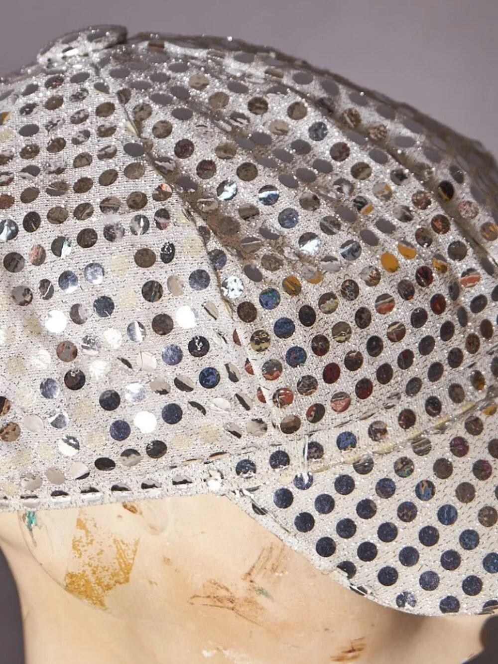 1980s Silver Sequin Beret Cap Hat